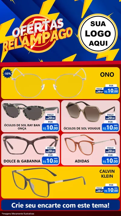 Modelo de TV para TV Vertical com o tema Ofertas Relâmpago para Óticas