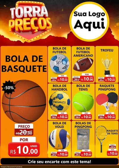 Modelo de Encarte para Encarte A4 Vertical com o tema Torra Preços para Artigos Esportivos