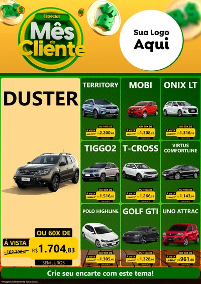 Modelo de Encarte para Encarte A4 Vertical com o tema Especial Mês do Cliente para Concessionaria de Carros