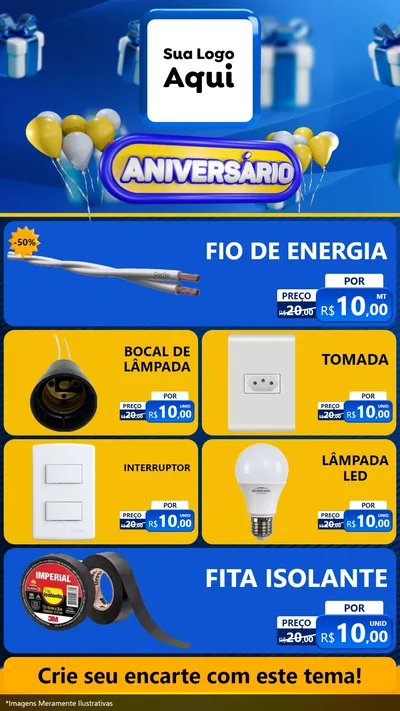 Modelo de TV para TV Vertical com o tema Aniversário para Materiais Elétricos