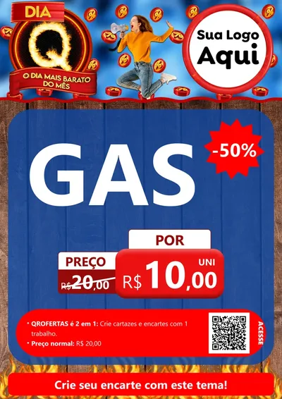 Modelo de Cartaz para Cartaz A4 Vertical com o tema Dia Q - O Dia Mais Barato Do Mês para Água e gás