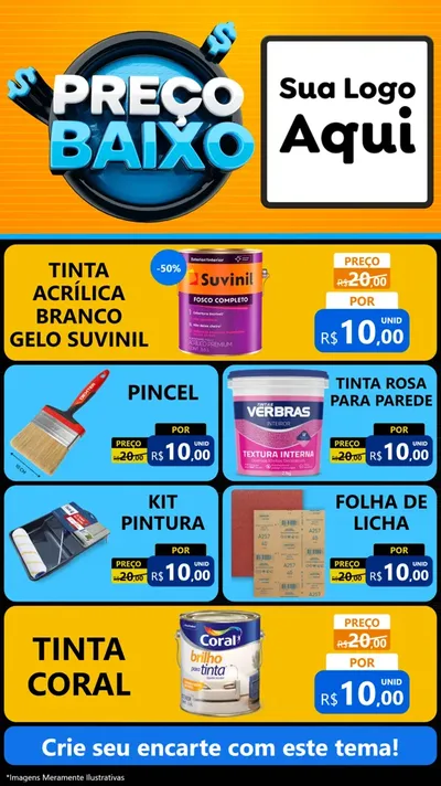 Modelo de TV para TV Vertical com o tema Preço Baixo para Tintas e Ferramentas