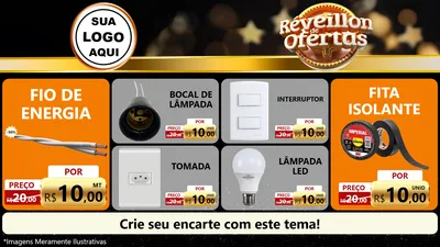 Modelo de TV para TV Horizontal com o tema Réveillon de Ofertas para Materiais Elétricos