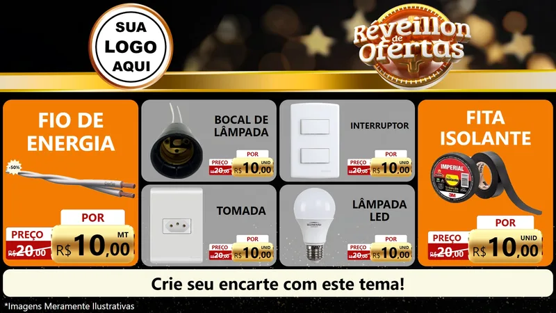 Modelo de TV para TV Horizontal com o tema Réveillon de Ofertas para Materiais Elétricos