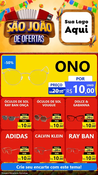 Modelo de Rede Social para Stories com o tema São João de Ofertas para Óticas
