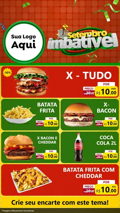 Modelo de TV para TV Vertical com o tema Setembro Imbatível para Hamburgueria