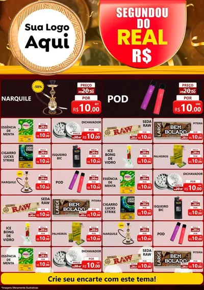 Modelo de Encarte para Encarte A4 Vertical com o tema Segundou do Real para Tabacaria