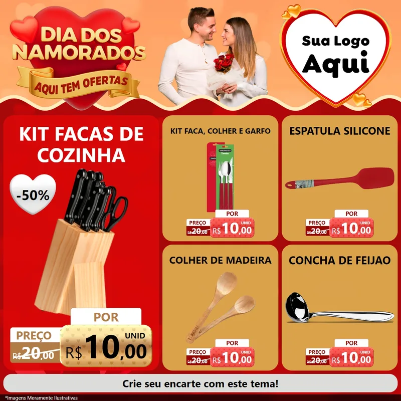Modelo de Rede Social para Feed Facebook com o tema Dia dos Namorados - Aqui Tem Ofertas para Utilidades Domésticas
