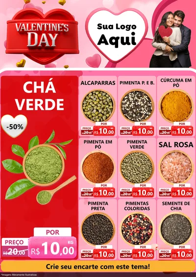 Modelo de Encarte para Encarte A4 Vertical com o tema Valentine's Day para Produtos Naturais