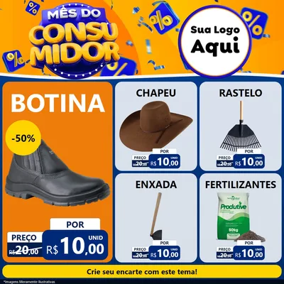 Modelo de Rede Social para Feed Facebook com o tema Mês do Consumidor para Agropecuária