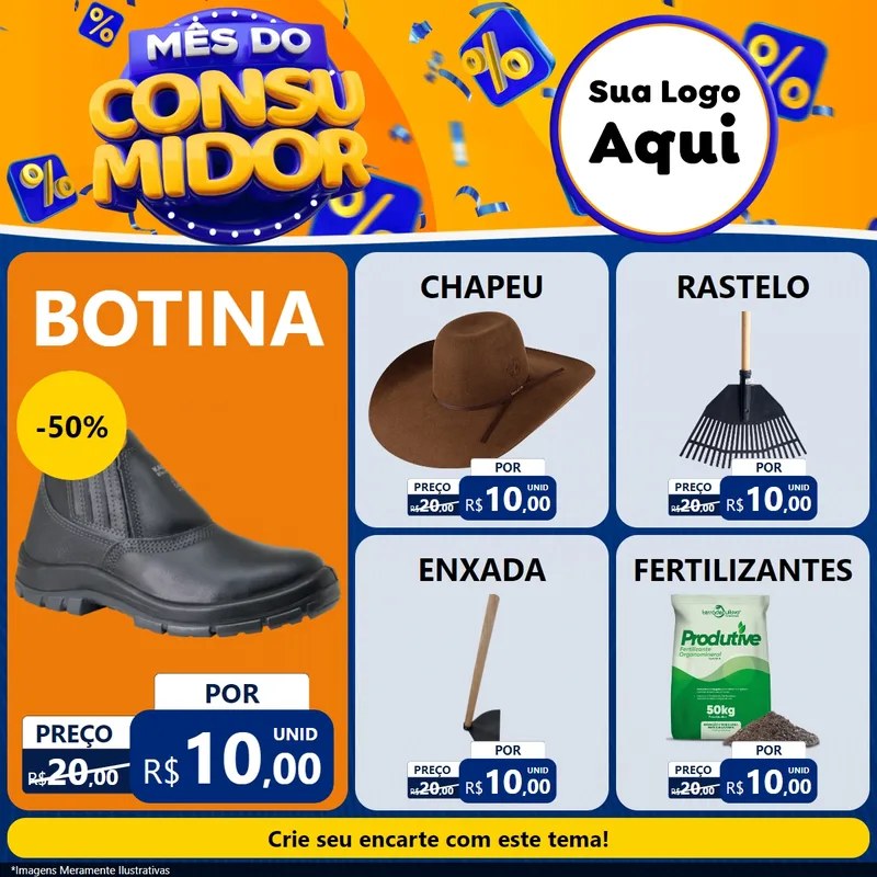 Modelo de Rede Social para Feed Facebook com o tema Mês do Consumidor para Agropecuária
