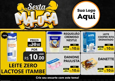 Modelo de Encarte para Encarte A4 Horizontal com o tema Sexta Maluca para Frios e Laticínios