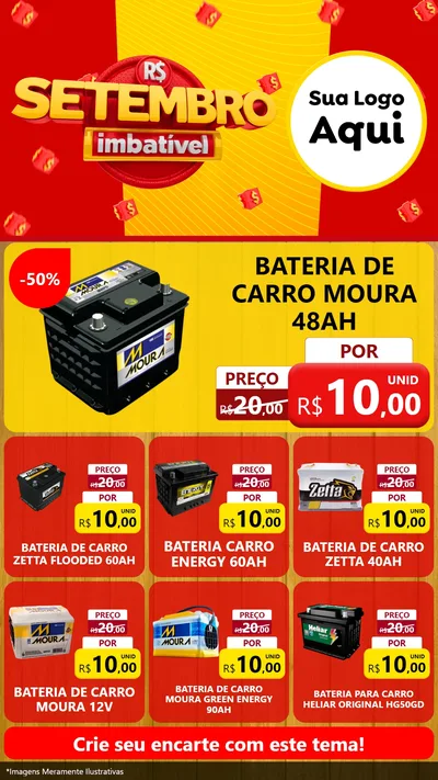 Modelo de Rede Social para Stories com o tema Setembro Imbatível para Baterias Elétricas