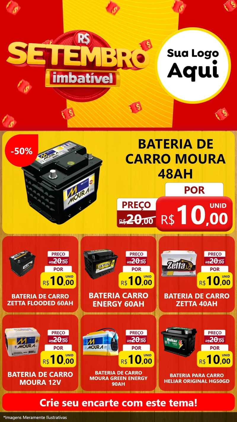 Modelo de Rede Social para Stories com o tema Setembro Imbatível para Baterias Elétricas