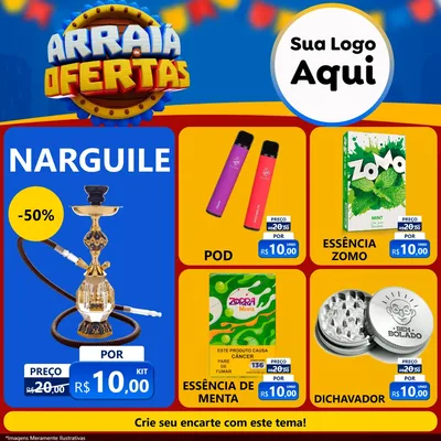 Modelo de Rede Social para Feed Facebook com o tema Arraiá de Ofertas - Junina para Tabacaria
