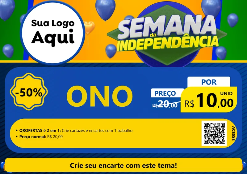 Modelo de Cartaz para Cartaz A4 Horizontal com o tema Semana da Independência para Óticas