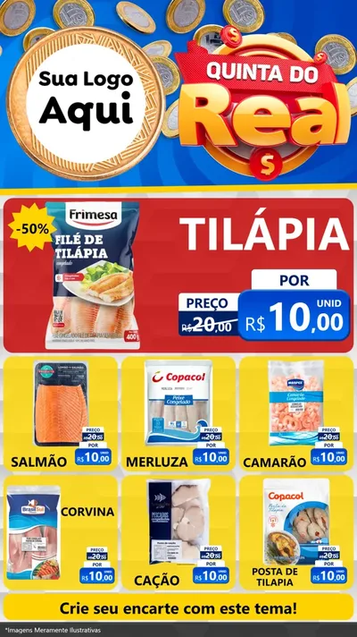 Modelo de Rede Social para Stories com o tema Quinta do Real para Peixaria