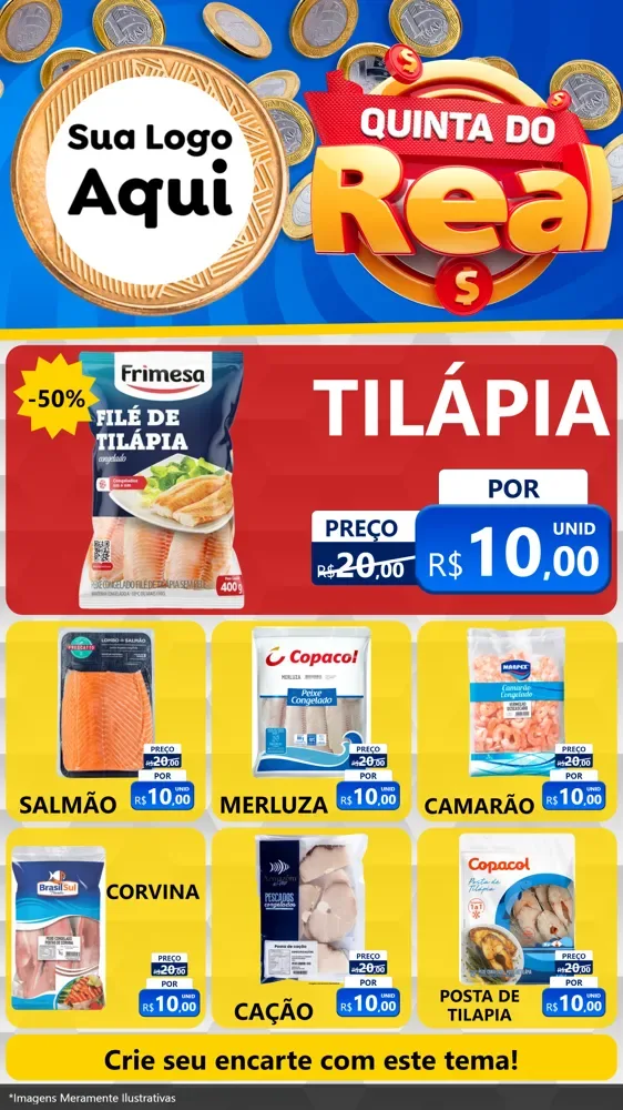 Modelo de Rede Social para Stories com o tema Quinta do Real para Peixaria
