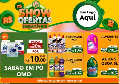 Modelo de Encarte para Encarte A4 Horizontal com o tema Show de Ofertas Imbatíveis para Produtos de Limpeza