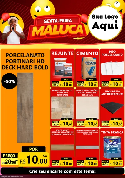Modelo de Encarte para Encarte A4 Vertical com o tema Sexta-feira Maluca para Pisos e revestimentos