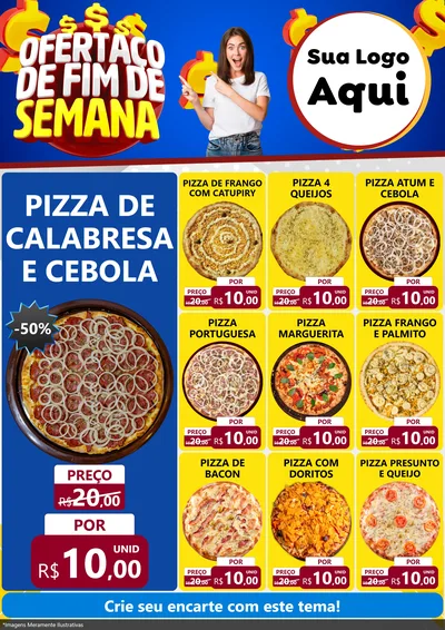 Modelo de Encarte para Encarte A4 Vertical com o tema Ofertaço de Fim de Semana para Pizzaria