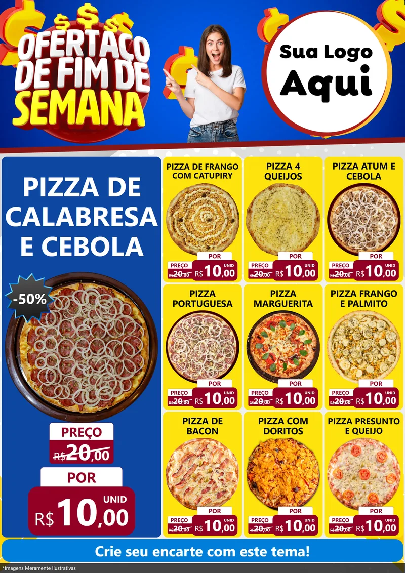 Modelo de Encarte para Encarte A4 Vertical com o tema Ofertaço de Fim de Semana para Pizzaria