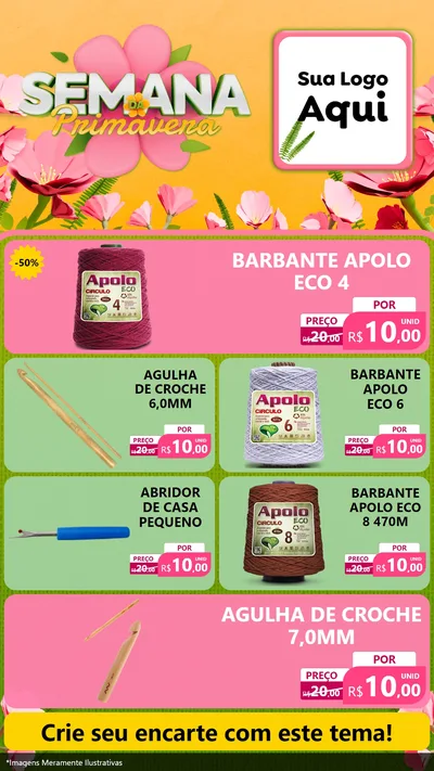 Modelo de TV para TV Vertical com o tema Semana da Primavera para Armarinho e Aviamentos