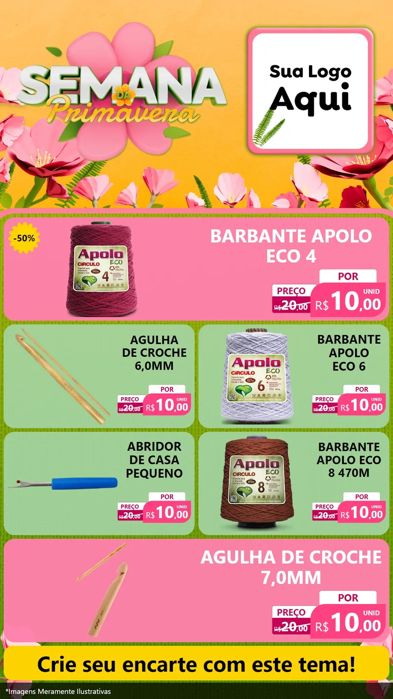 Modelo de TV para TV Vertical com o tema Semana da Primavera para Armarinho e Aviamentos