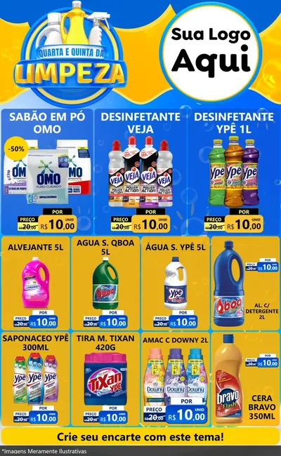 Modelo de Encarte para Encarte Grande com o tema Quarta e Quinta da Limpeza para Produtos de Limpeza