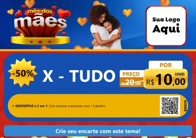 Modelo de Cartaz para Cartaz A4 Horizontal com o tema Mês das Mães para Hamburgueria