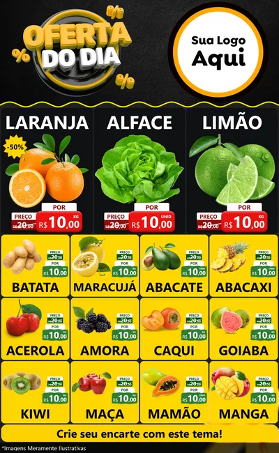 Modelo de Encarte para Encarte Grande com o tema Oferta Do Dia para Hortifrúti