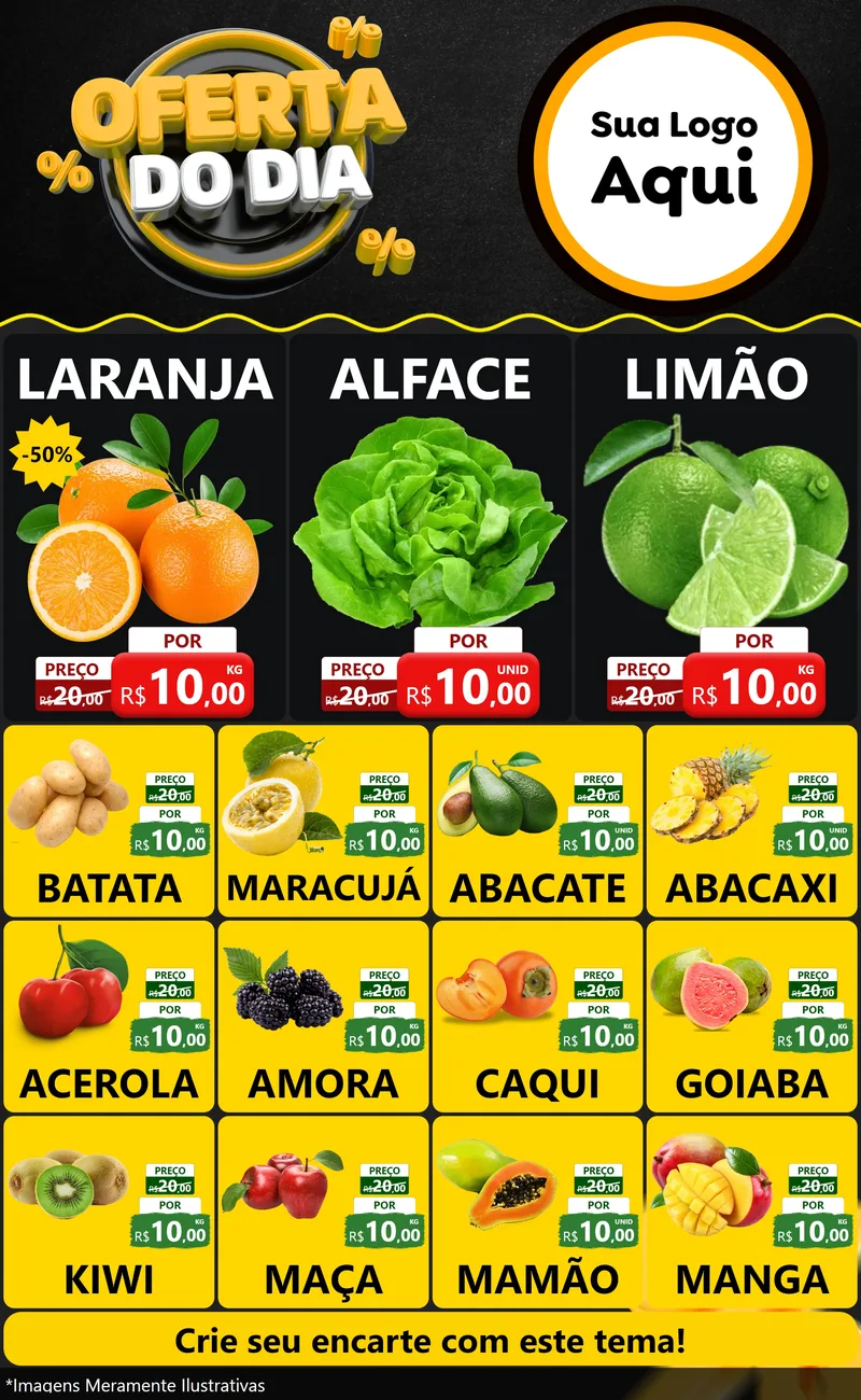 Modelo de Encarte para Encarte Grande com o tema Oferta Do Dia para Hortifrúti