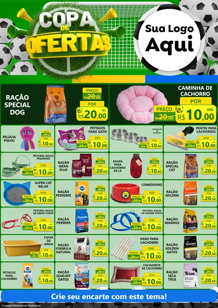 Modelo de Encarte para Encarte A4 Vertical com o tema Copa De Ofertas para Pet Shop