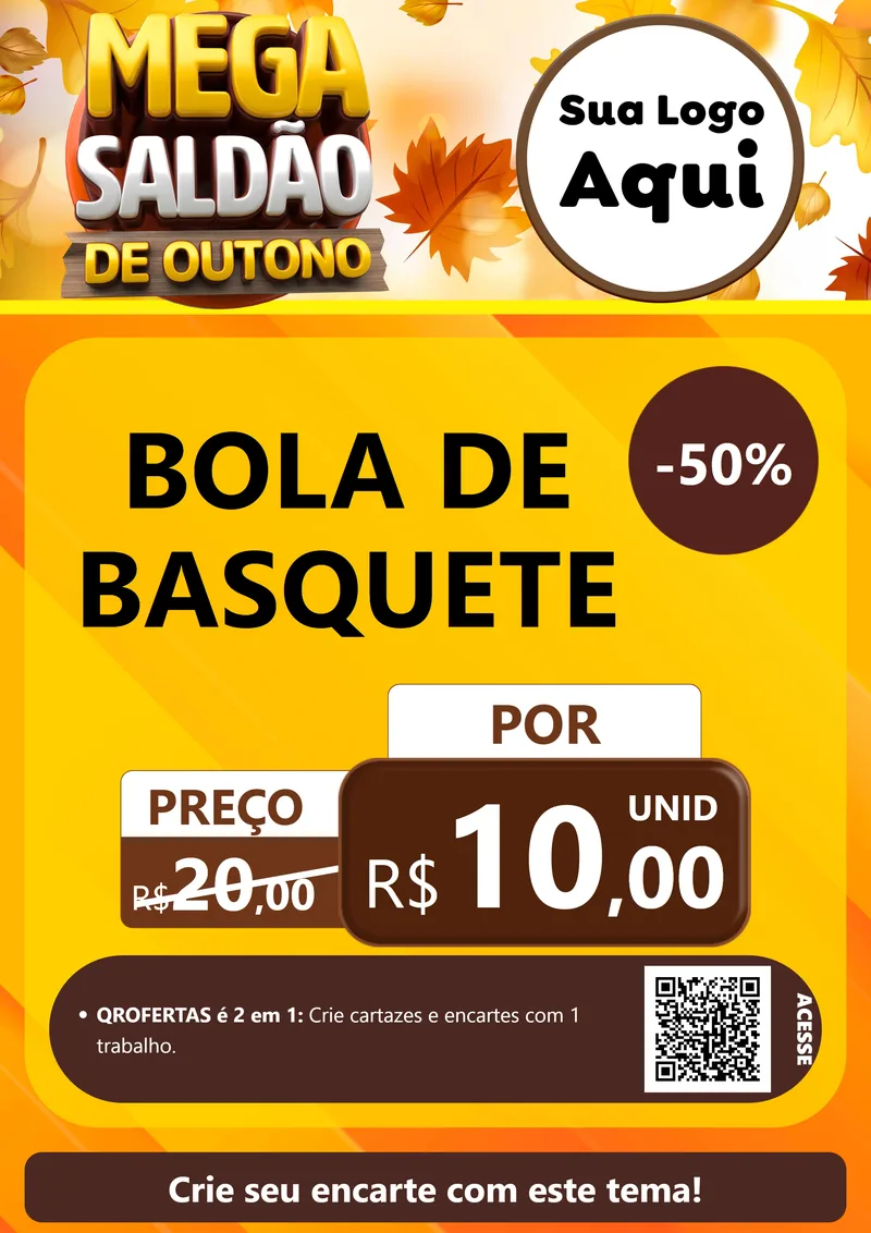 Modelo de Cartaz para Cartaz A4 Vertical com o tema Mega Saldão de Outono para Artigos Esportivos