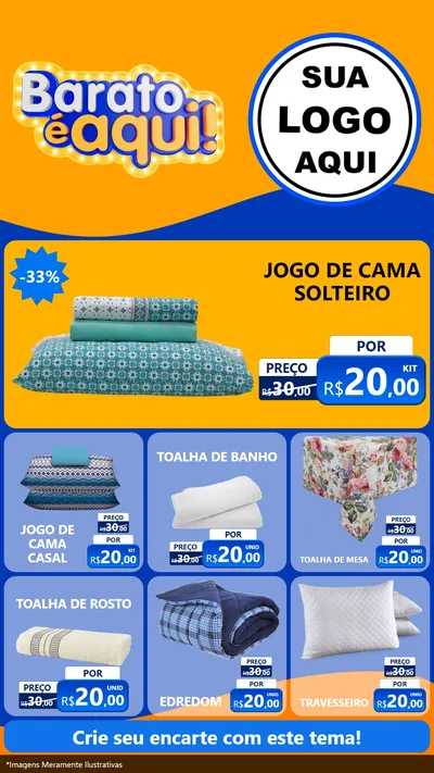 Modelo de Rede Social para Stories com o tema Barato é aqui para Cama, Mesa e Banho