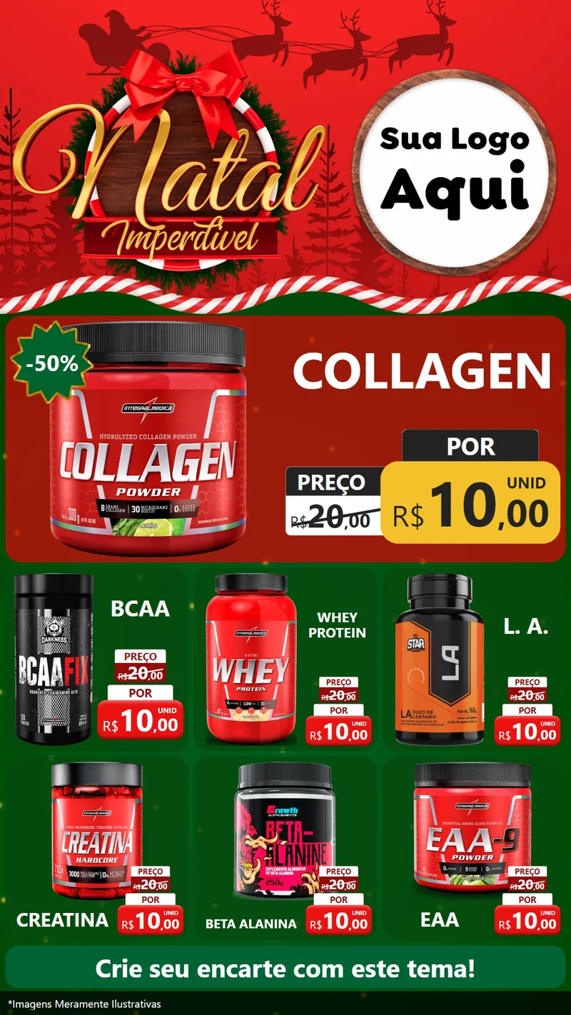Modelo de Rede Social para Stories com o tema Natal Imperdível para Suplementos alimentares