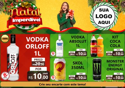 Modelo de Encarte para Encarte A4 Horizontal com o tema Natal Imperdível para Distribuidora de bebidas