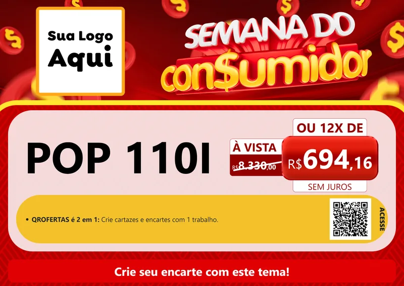 Modelo de Cartaz para Cartaz A4 Horizontal com o tema Semana do Consumidor para Concessionaria de Motos