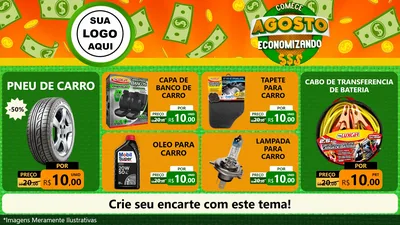 Modelo de TV para TV Horizontal com o tema Comece Agosto Economizando para Auto peças