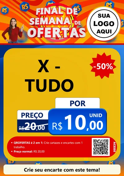 Modelo de Cartaz para Cartaz A4 Vertical com o tema Final de Semana de Ofertas para Hamburgueria
