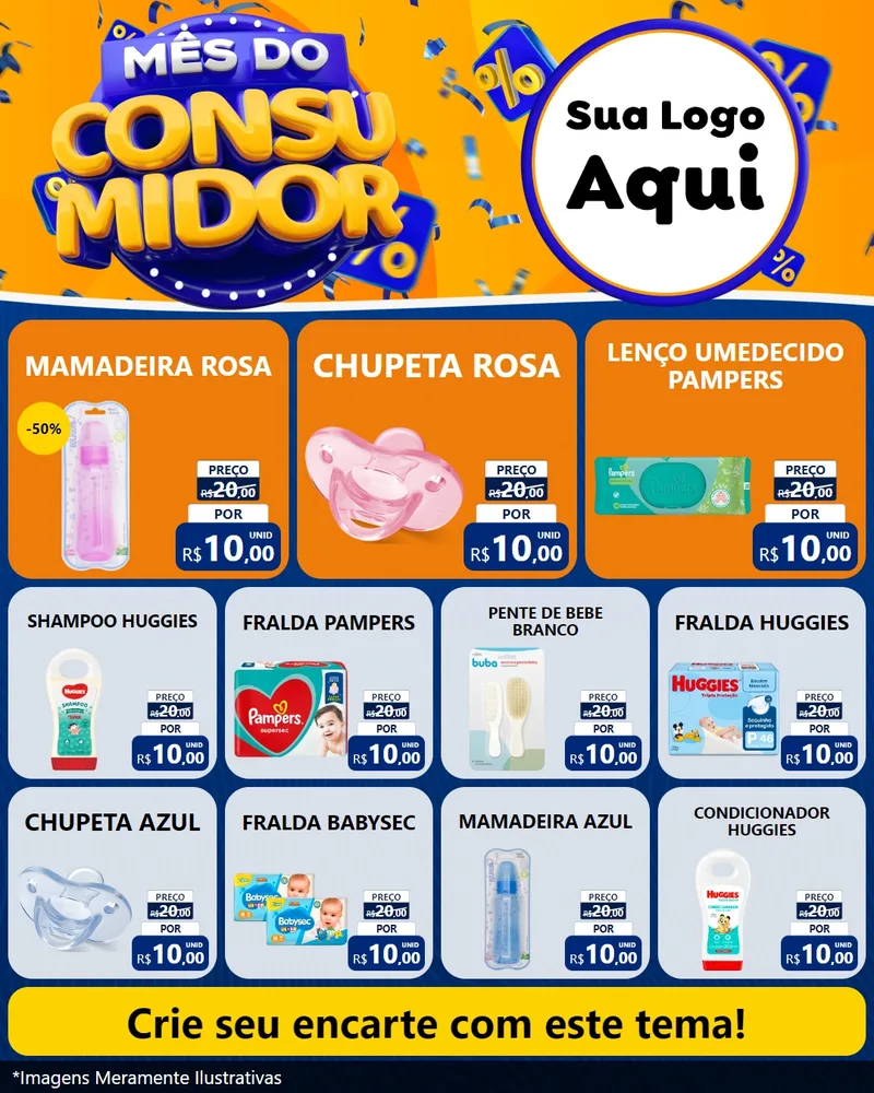 Modelo de Rede Social para Feed Instagram com o tema Mês do Consumidor para Bebês