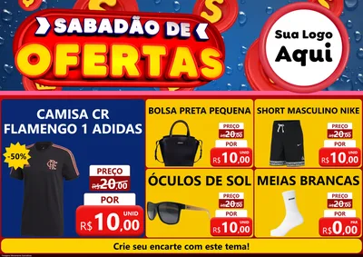Modelo de Encarte para Encarte A4 Horizontal com o tema Sabadão de Ofertas para Roupas e acessórios