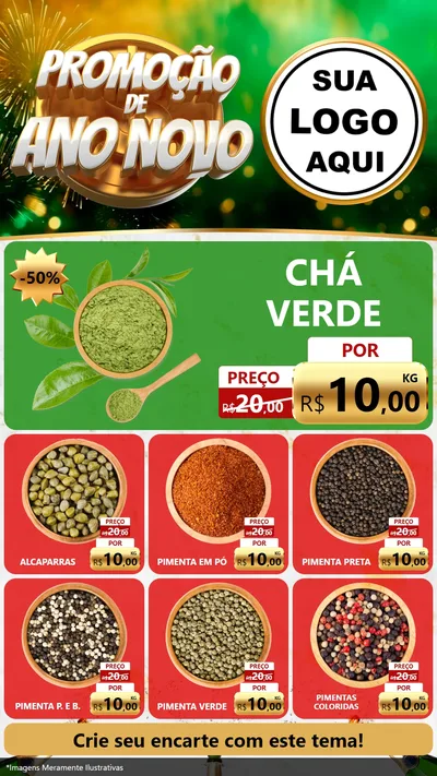 Modelo de Rede Social para Stories com o tema Promoção de Ano Novo para Produtos Naturais