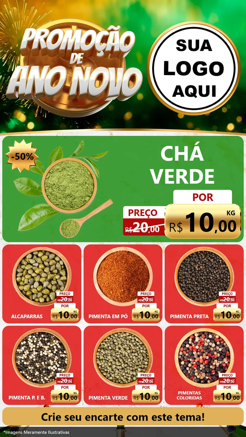 Modelo de Rede Social para Stories com o tema Promoção de Ano Novo para Produtos Naturais