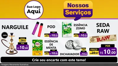 Modelo de TV para TV Horizontal com o tema Nossos Serviços para Tabacaria