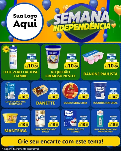 Modelo de Rede Social para Feed Instagram com o tema Semana da Independência para Frios e Laticínios
