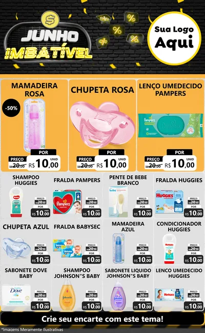 Modelo de Encarte para Encarte Grande com o tema Junho Imbatível para Bebês