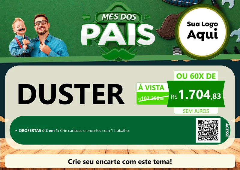 Modelo de Cartaz para Cartaz A4 Horizontal com o tema Mês dos Pais para Concessionaria de Carros
