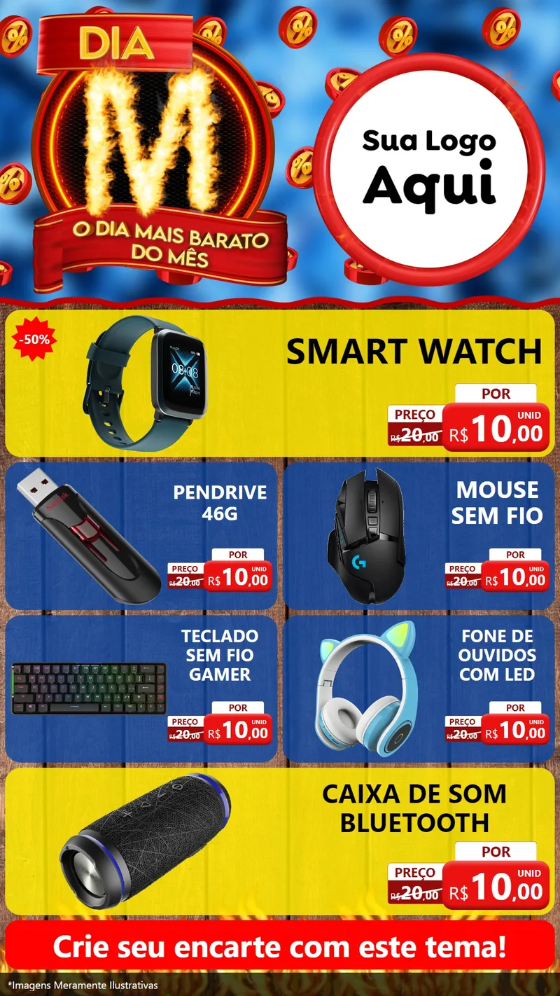 Modelo de TV para TV Vertical com o tema Dia M - O Dia Mais Barato Do Mês para Informática