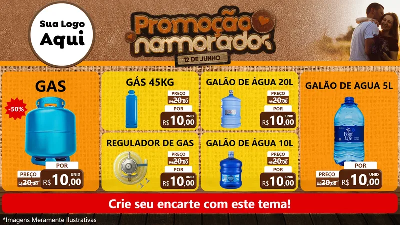 Modelo de TV para TV Horizontal com o tema Promoção Namorados para Água e gás